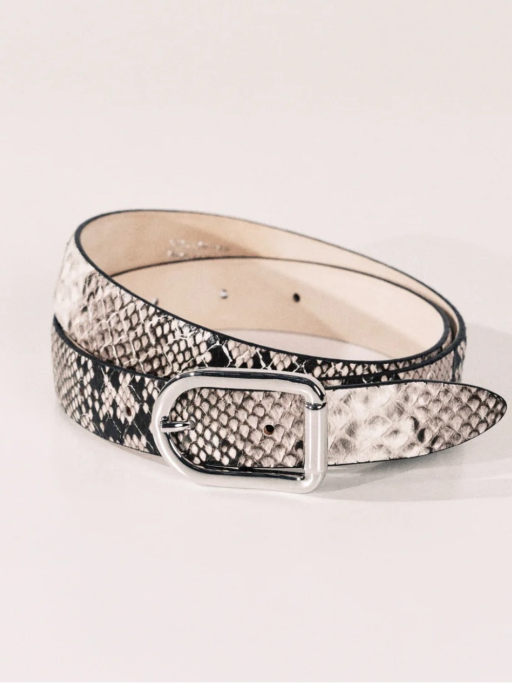 Dehanche Mija Snake Silver Beige Belt Size L